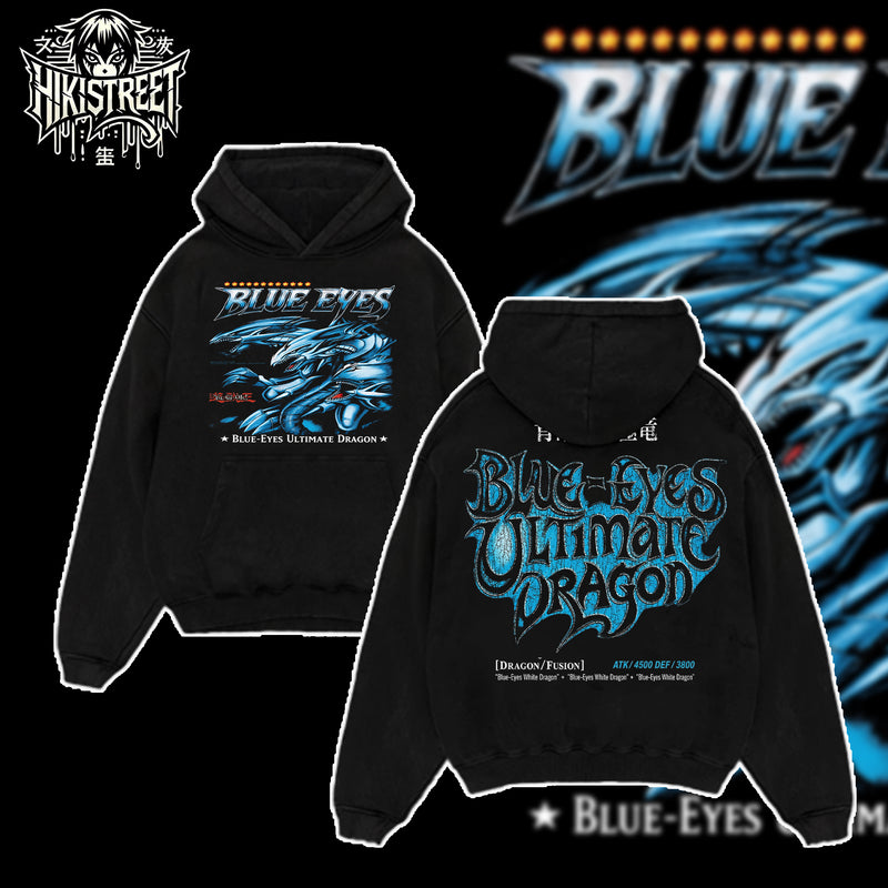 [HIKISTREET] Vintage Blue Eyes Dragon Acid Washed T-Shirt Unisex Oversized Anime Manga T-Shirt Heavyweight Cotton Tee for Anime Fans, Yugioh merch, T-shirt anime gift, Anime Streetwear, graphic tees