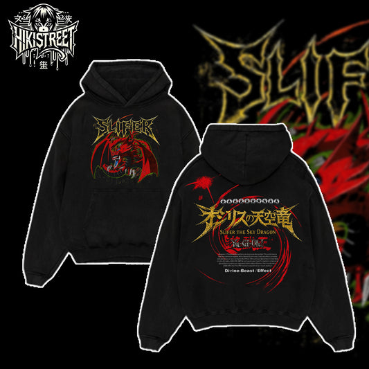 [HIKISTREET] Vintage Slifer Acid Washed T-Shirt Unisex Oversized Anime Manga T-Shirt Heavyweight Cotton Tee for Anime Fans, Yugioh merch, T-shirt anime gift, Anime Streetwear, graphic tees