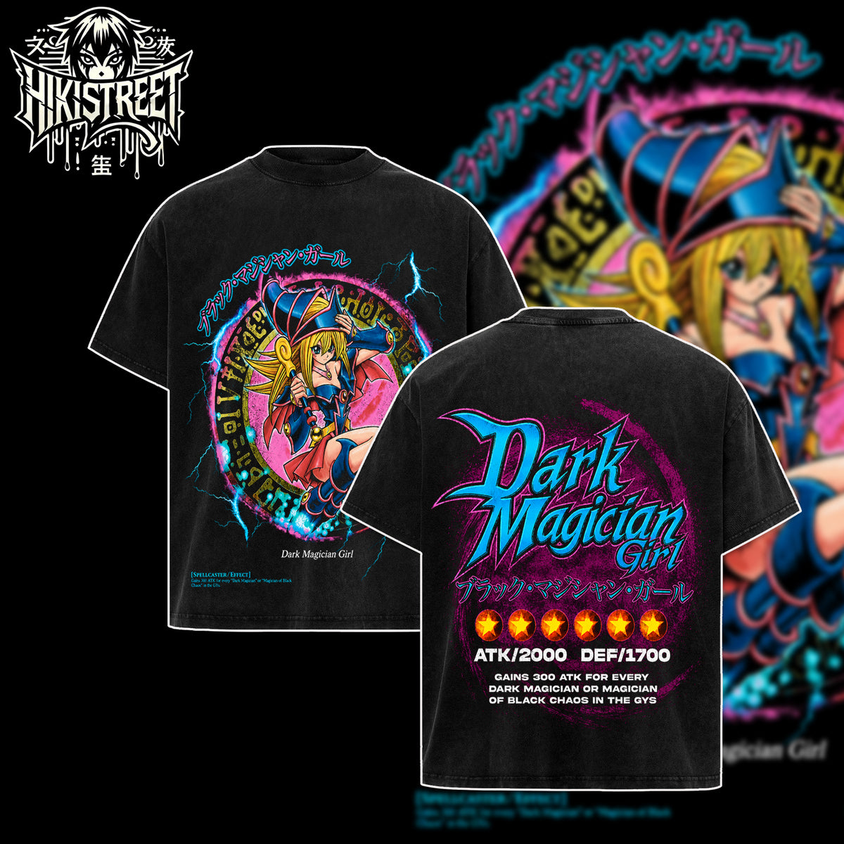 [HIKISTREET] Vintage Dark Magican Girl Acid Washed T-Shirt Unisex Oversized Anime Manga T-Shirt Heavyweight Cotton Tee for Anime Fans, Yugioh merch, T-shirt anime gift, Anime Streetwear, graphic tees