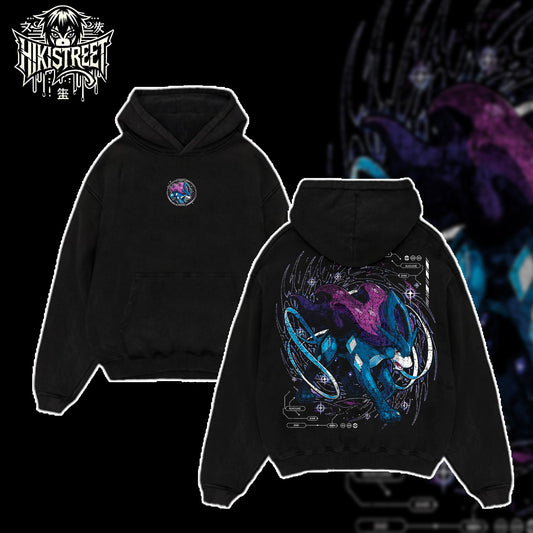 [HIKISTREET] Vintage Suicune Acid Washed T-Shirt, Pokemon Merch, Anime Washed Oversized Tee, Aesthetic Anime Streetwear Gift