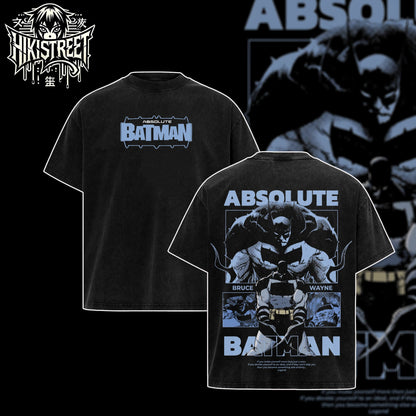 [HIKISTREET] Vintage Absolute Batman Acid Washed T-Shirt, DC Merch, Comics Washed Oversized Tee, Aesthetic Comics Streetwear Gift