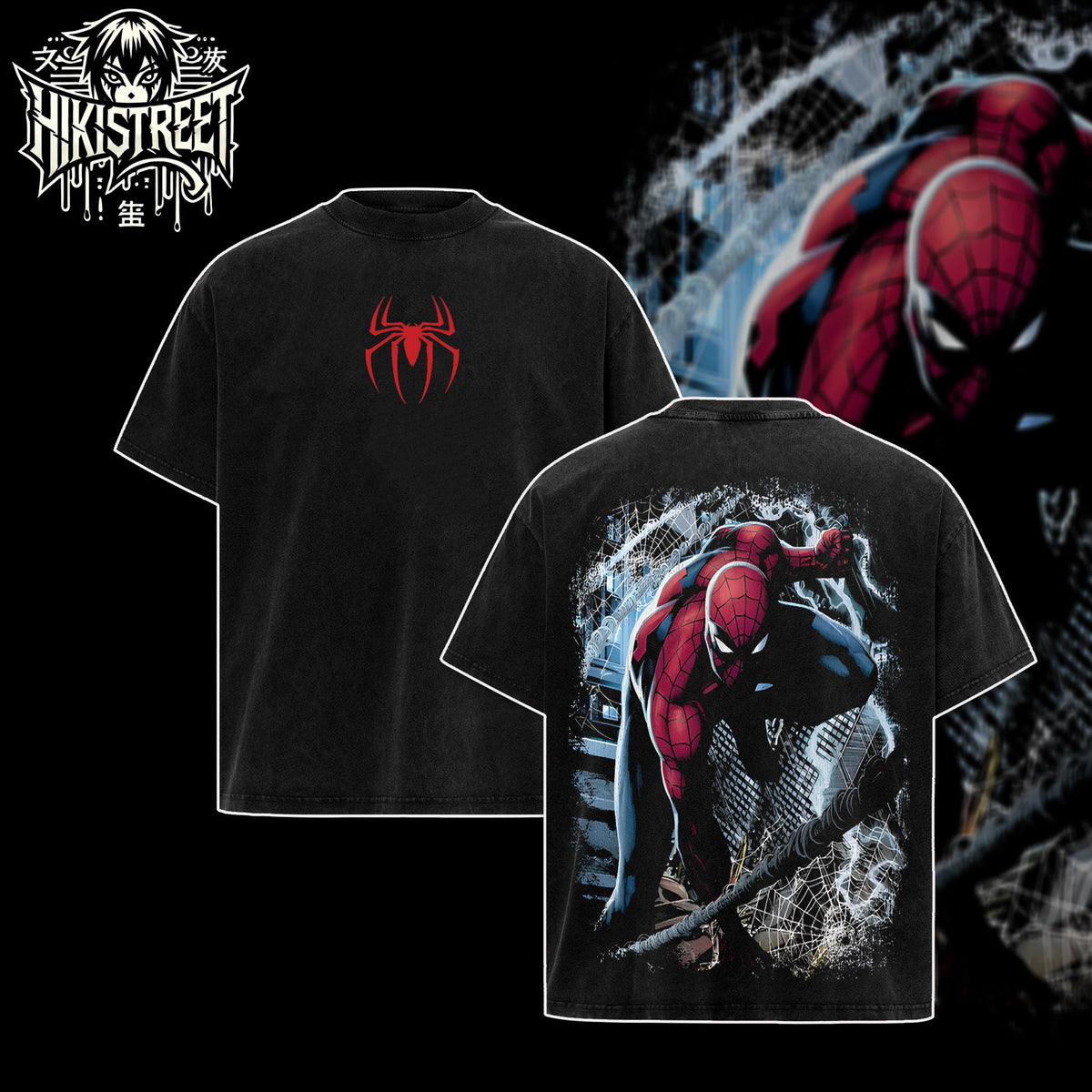 [HIKISTREET] Vintage The Amazing Spider Man Acid Washed T-Shirt, MCU Merch, Comics Washed Oversized Tee, Aesthetic Comics Streetwear Gift