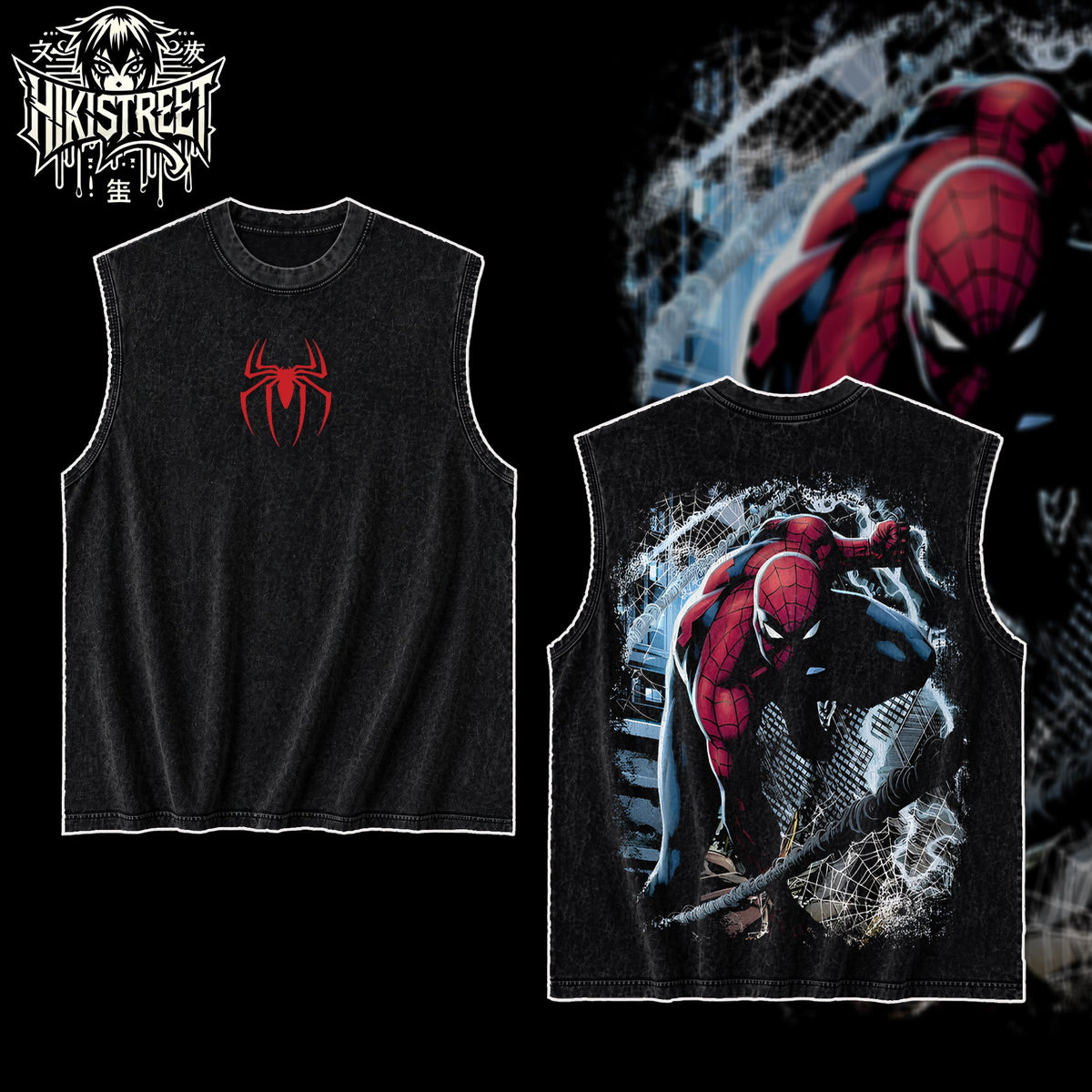 [HIKISTREET] Vintage The Amazing Spider Man Acid Washed T-Shirt, MCU Merch, Comics Washed Oversized Tee, Aesthetic Comics Streetwear Gift