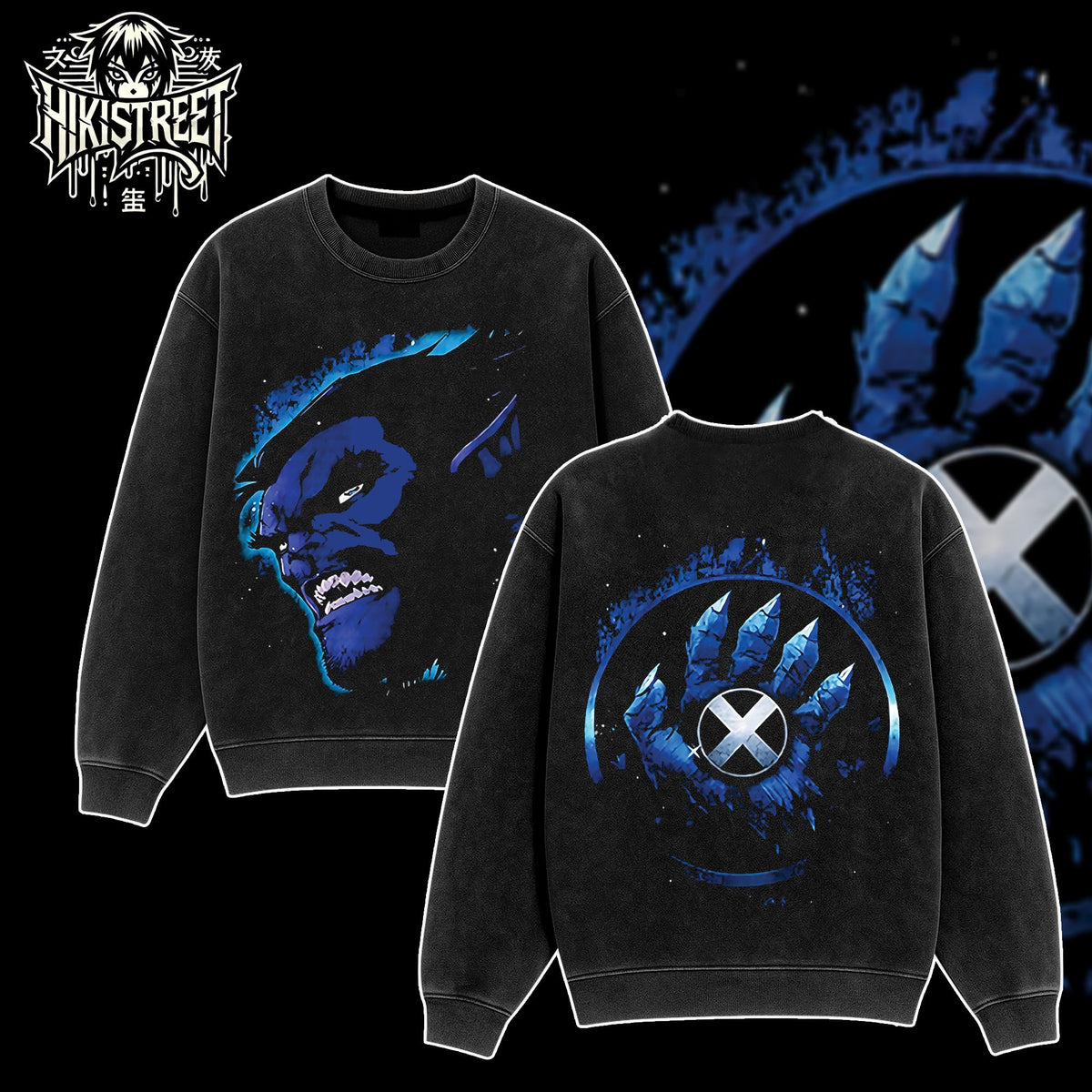 [HIKISTREET] Vintage Beast The X-Men Acid Washed T-Shirt, MCU Merch, Comics Washed Oversized Tee, Aesthetic Comics Streetwear Gift