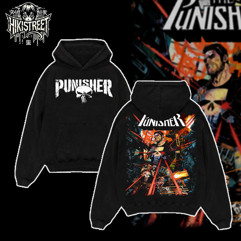 [HIKISTREET] Vintage The Punisher Acid Washed T-Shirt, MCU Merch, Comics Washed Oversized Tee, Aesthetic Comics Streetwear Gift