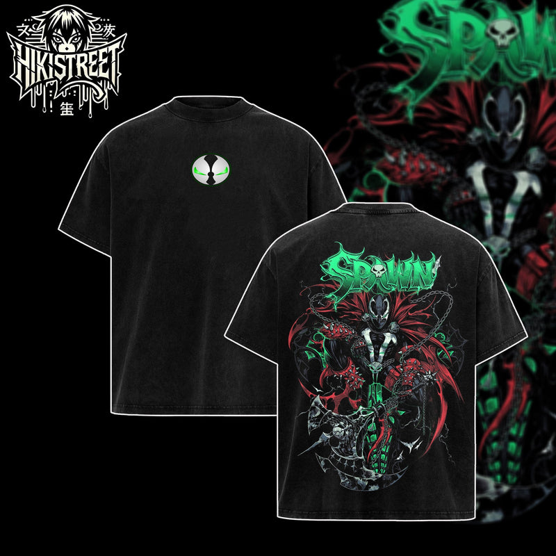 [HIKISTREET] Vintage Spawn Acid Washed T-Shirt, DC Merch, Comics Washed Oversized Tee, Aesthetic Comics Streetwear Gift