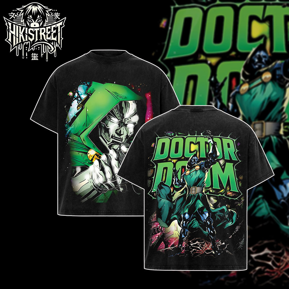 [HIKISTREET] Vintage Doctor Doom V4 Acid Washed T-Shirt, MCU Merch, Comics Washed Oversized Tee, Aesthetic Comics Streetwear Gift