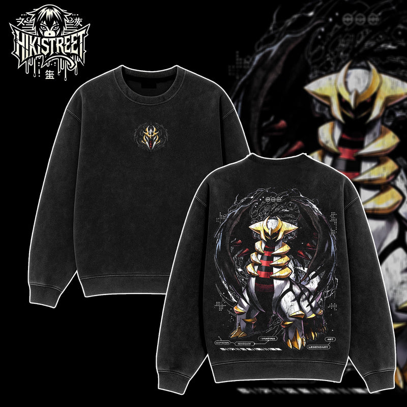 [HIKISTREET] Vintage Giratina Acid Washed T-Shirt, Pokemon Merch, Anime Washed Oversized Tee, Aesthetic Anime Streetwear Gift