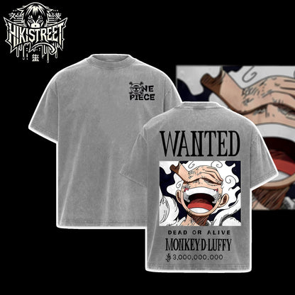 [HIKISTREET] Vintage Luffy Gear 5 V3 Acid Washed T-Shirt, One Piece Merch, Anime Washed Oversized Tee, Aesthetic Anime Streetwear Gift