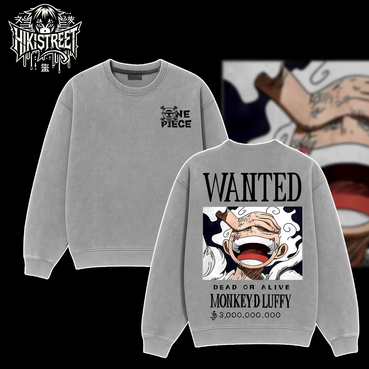 [HIKISTREET] Vintage Luffy Gear 5 V3 Acid Washed T-Shirt, One Piece Merch, Anime Washed Oversized Tee, Aesthetic Anime Streetwear Gift