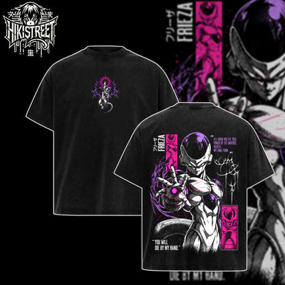 [HIKISTREET] Vintage Frieza Acid Washed T-Shirt, Dragon Ball Merch, Anime Washed Oversized Tee, Aesthetic Anime Streetwear Gift