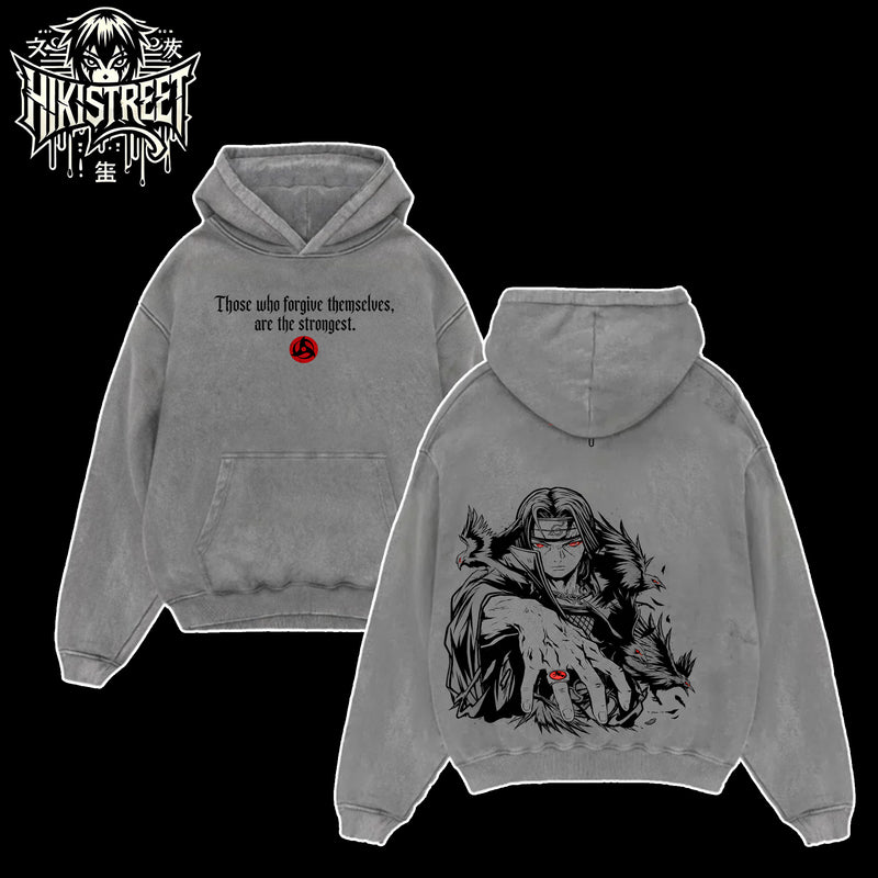 [HIKISTREET] Vintage Uchiha Itachi Acid Washed T-Shirt, Naruto Merch, Anime Washed Oversized Tee, Aesthetic Anime Streetwear Gift