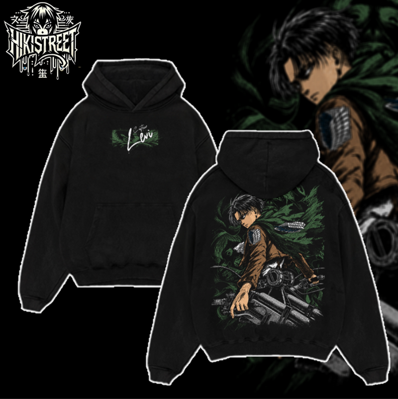 [HIKISTREET] Vintage Levi Ackerman V2 Acid Washed T-Shirt, Attack On Titan Merch, Anime Washed Oversized Tee, Aesthetic Anime Streetwear Gift