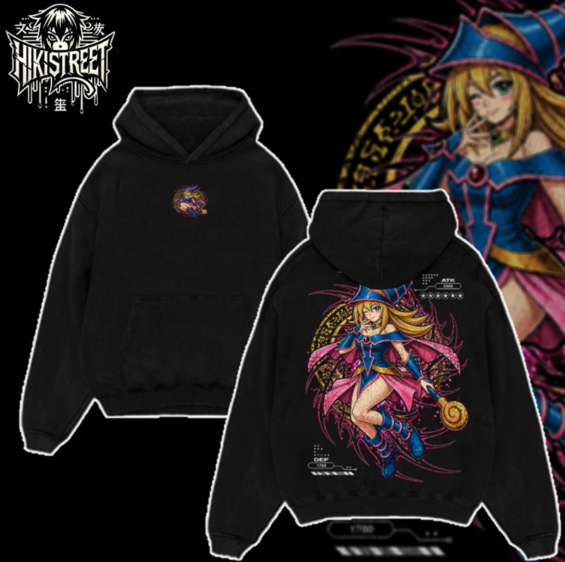[HIKISTREET] Vintage Dark Magican Girl V2 Acid Washed T-Shirt, Yugioh Merch, Anime Washed Oversized Tee, Aesthetic Anime Streetwear Gift