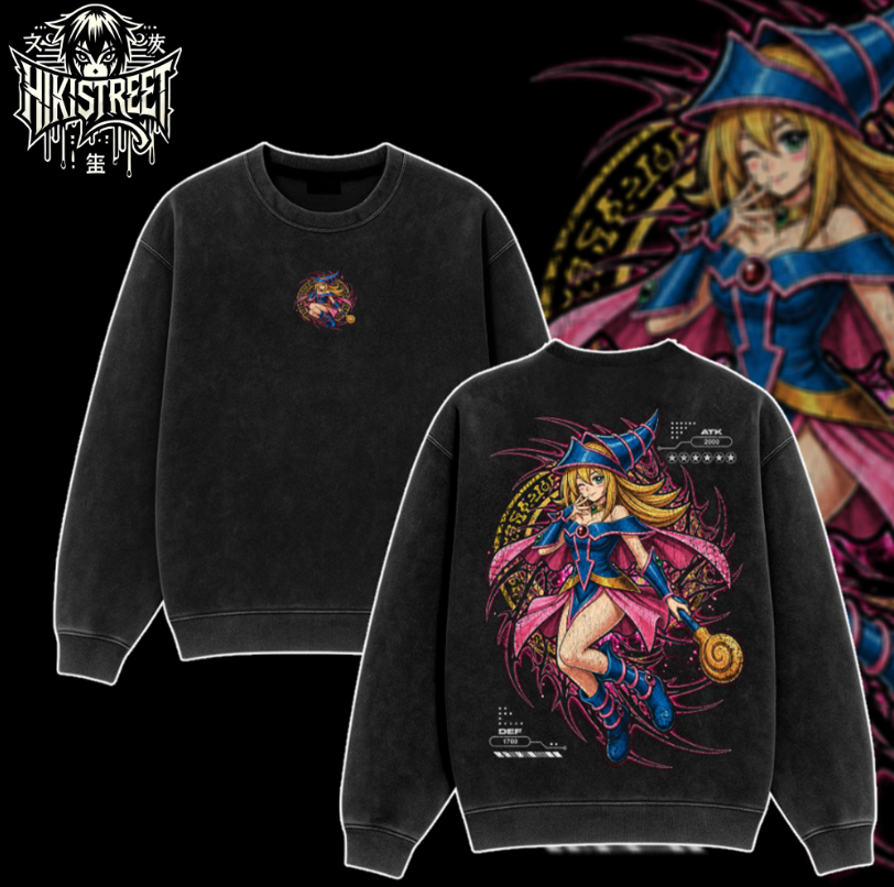 [HIKISTREET] Vintage Dark Magican Girl V2 Acid Washed T-Shirt, Yugioh Merch, Anime Washed Oversized Tee, Aesthetic Anime Streetwear Gift