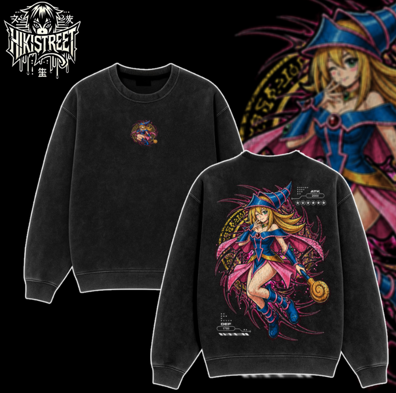 [HIKISTREET] Vintage Dark Magican Girl V2 Acid Washed T-Shirt, Yugioh Merch, Anime Washed Oversized Tee, Aesthetic Anime Streetwear Gift