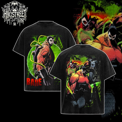 [HIKISTREET] Vintage Bane Acid Washed T-Shirt, DC Merch, Comics Washed Oversized Tee, Aesthetic Comics Streetwear Gift
