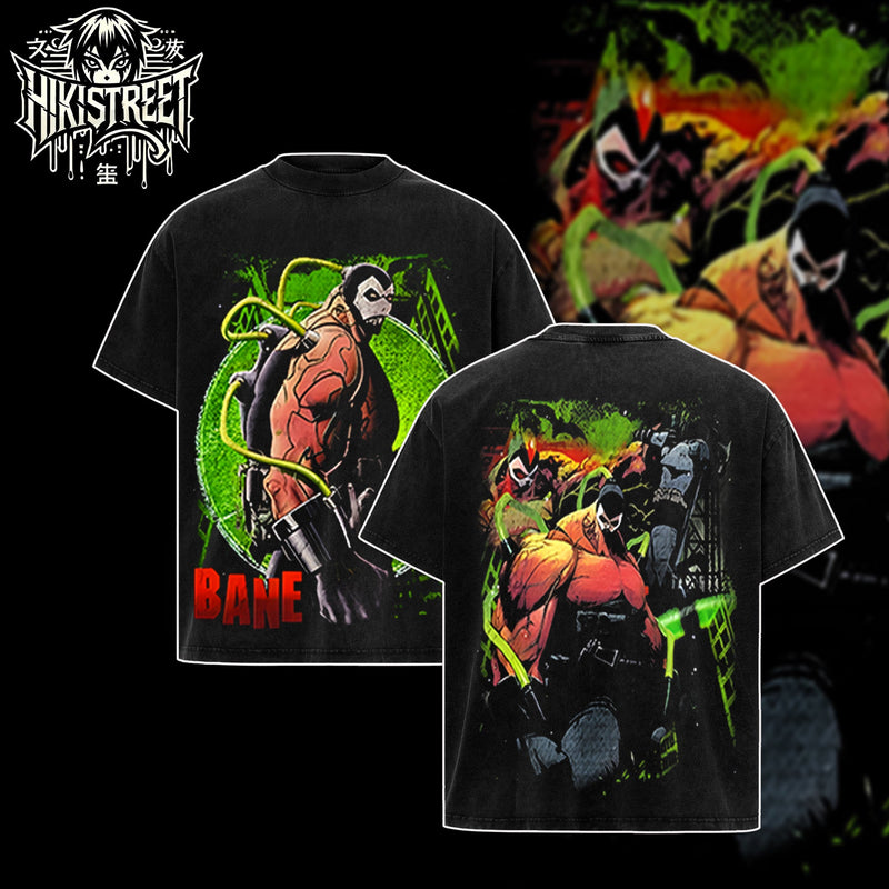 [HIKISTREET] Vintage Bane Acid Washed T-Shirt, DC Merch, Comics Washed Oversized Tee, Aesthetic Comics Streetwear Gift