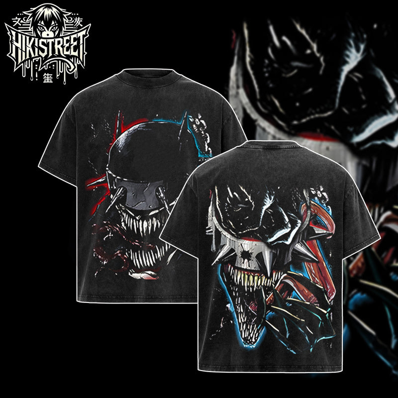 [HIKISTREET] Vintage The Bat Who Laugh Acid Washed T-Shirt, DC Merch, Comics Washed Oversized Tee, Aesthetic Comics Streetwear Gift