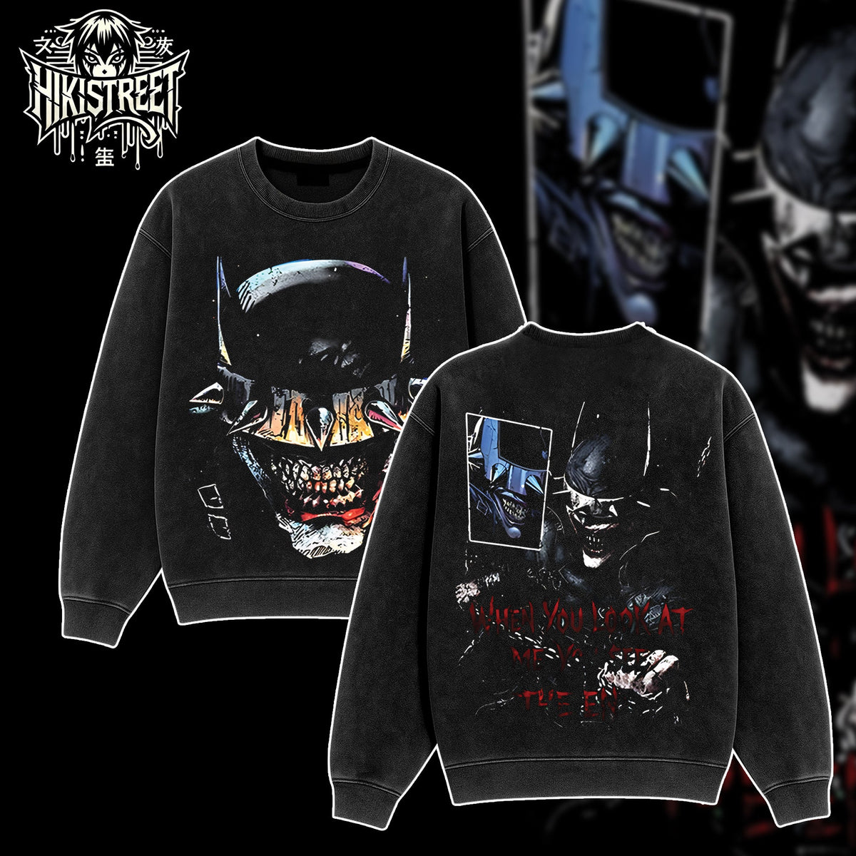 [HIKISTREET] Vintage The Bat Who Laugh V2 Acid Washed T-Shirt, DC Merch, Comics Washed Oversized Tee, Aesthetic Comics Streetwear Gift