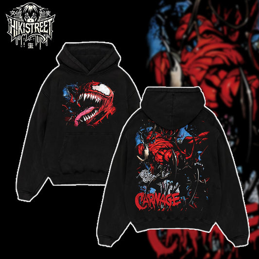 [HIKISTREET] Vintage Carnage Acid Washed T-Shirt, MCU Merch, Comics Washed Oversized Tee, Aesthetic Comics Streetwear Gift