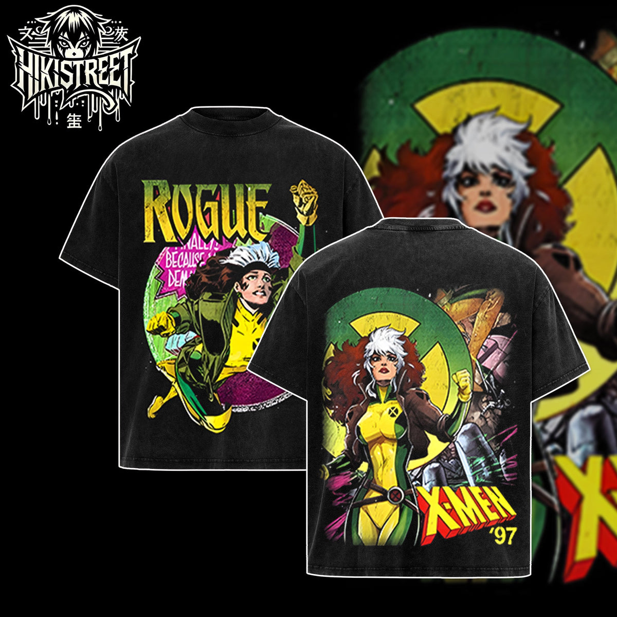 [HIKISTREET] Vintage Rouge Acid Washed T-Shirt, MCU Merch, Comics Washed Oversized Tee, Aesthetic Comics Streetwear Gift