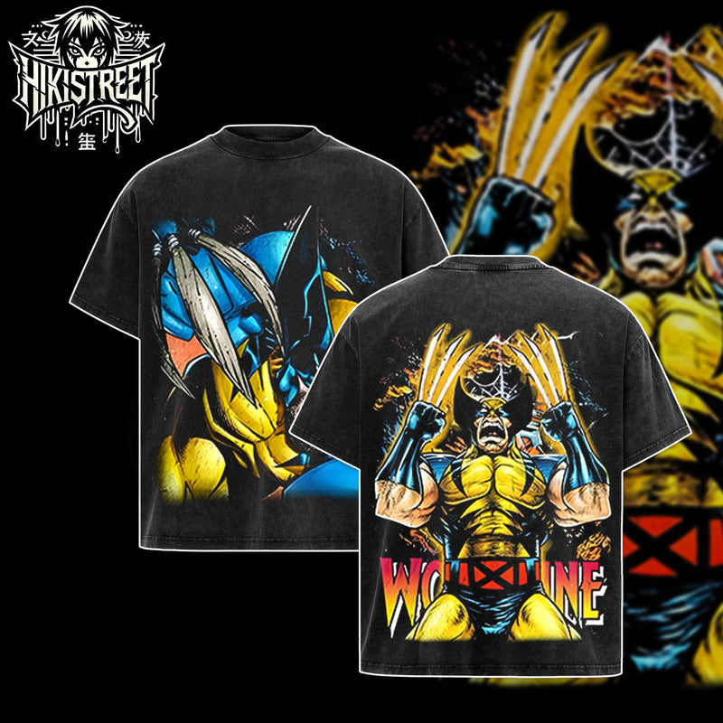 [HIKISTREET] Vintage Wolverine V2 Acid Washed T-Shirt, MCU Merch, Comics Washed Oversized Tee, Aesthetic Comics Streetwear Gift