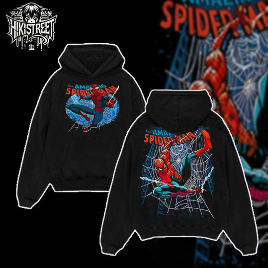 [HIKISTREET] Vintage Spider Man Acid Washed T-Shirt, MCU Merch, Comics Washed Oversized Tee, Aesthetic Comics Streetwear Gift