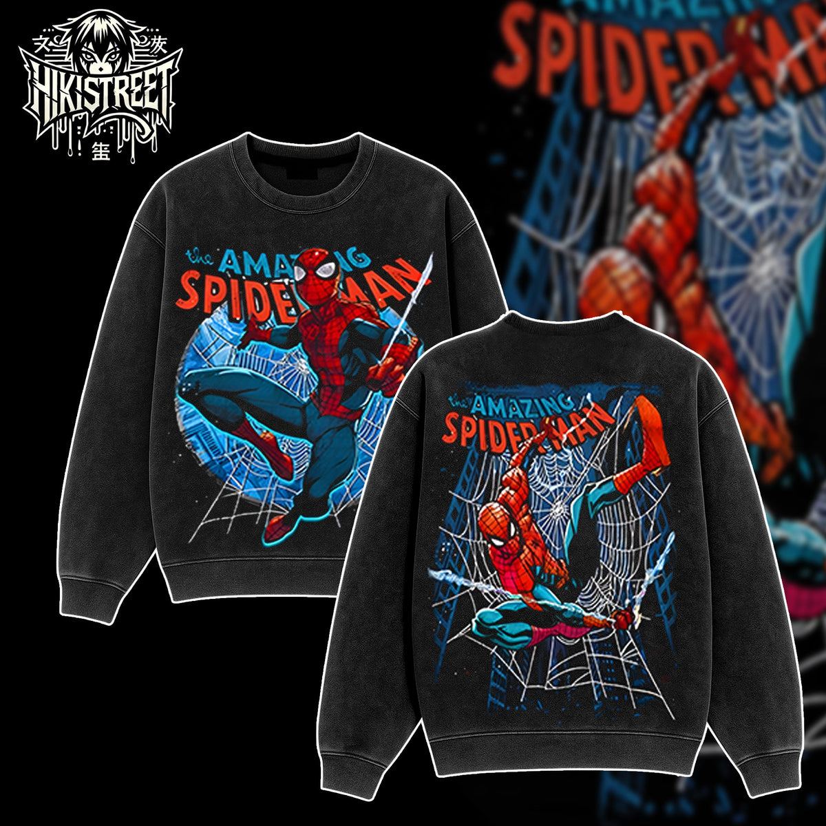 [HIKISTREET] Vintage Spider Man Acid Washed T-Shirt, MCU Merch, Comics Washed Oversized Tee, Aesthetic Comics Streetwear Gift