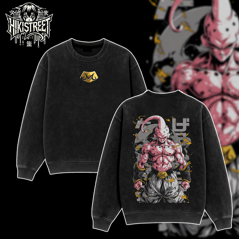 [HIKISTREET] Vintage Majin Buu Acid Washed T-Shirt, Dragon Ball Merch, Anime Washed Oversized Tee, Aesthetic Anime Streetwear Gift