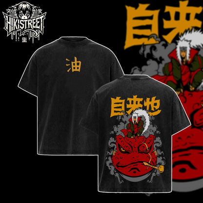 [HIKISTREET] Vintage Jiraiya The Legend Sanin Acid Washed T-Shirt, Naruto Merch, Anime Washed Oversized Tee, Aesthetic Anime Streetwear Gift
