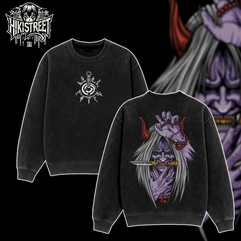 [HIKISTREET] Vintage Reaper Death Seal Acid Washed T-Shirt, Naruto Merch, Anime Washed Oversized Tee, Aesthetic Anime Streetwear Gift