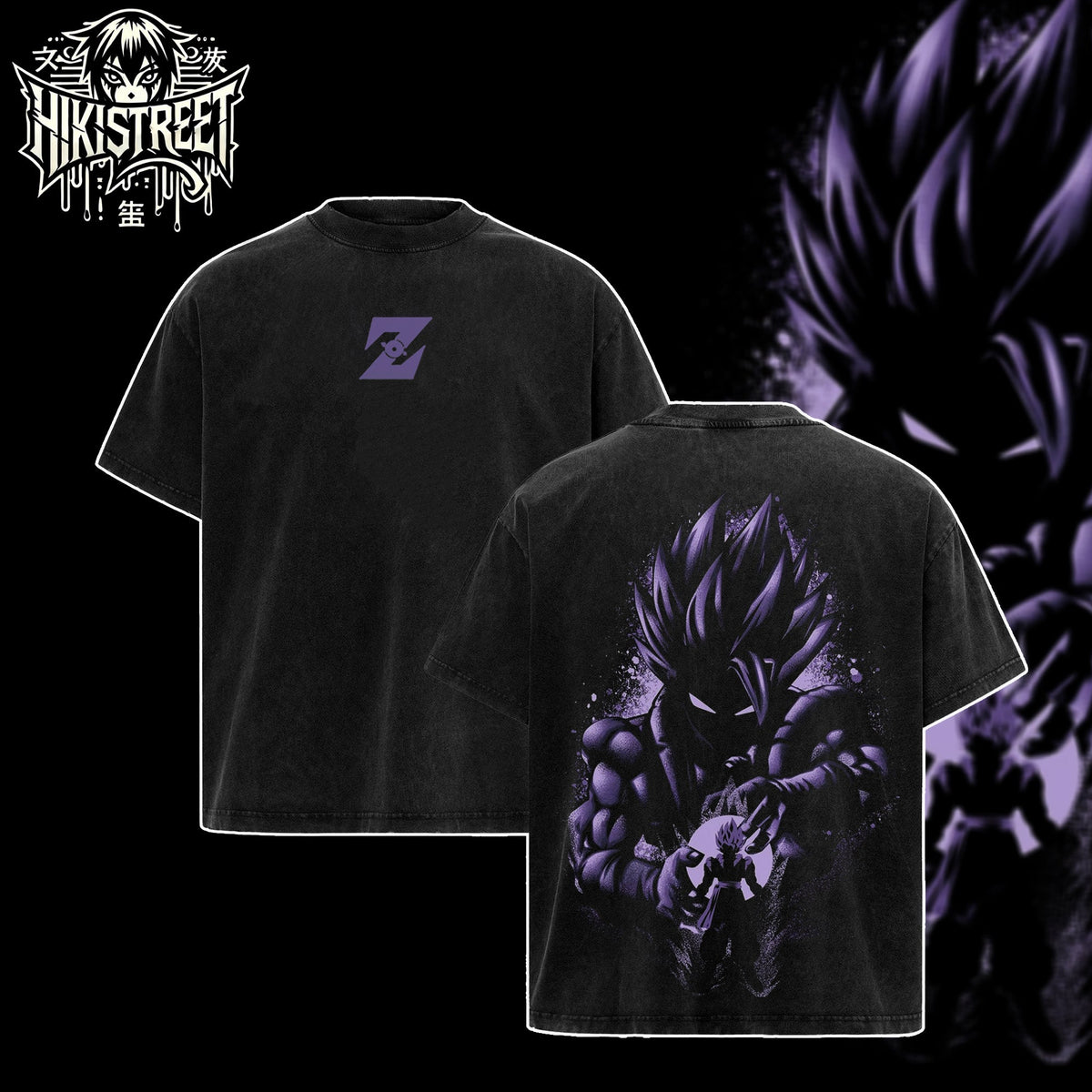[HIKISTREET] Vintage Gogeta Acid Washed T-Shirt, Dragon Ball Merch, Anime Washed Oversized Tee, Aesthetic Anime Streetwear Gift