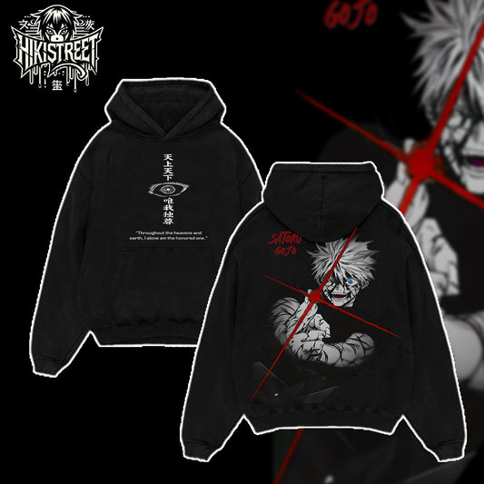 [HIKISTREET] Vintage Gojo Satoru V3 Acid Washed T-Shirt, Jujutsu Kaisen Merch, Anime Washed Oversized Tee, Aesthetic Anime Streetwear Gift