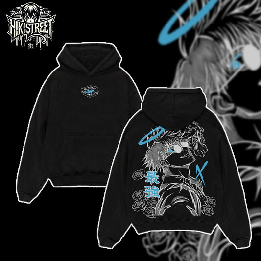 [HIKISTREET] Vintage Gojo Satoru Acid Washed T-Shirt, Jujutsu Kaisen Merch, Anime Washed Oversized Tee, Aesthetic Anime Streetwear Gift