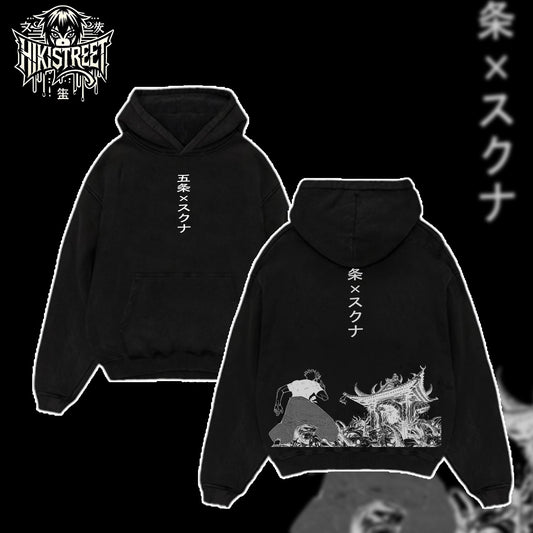 [HIKISTREET] Vintage Gojo vs Sukuna Acid Washed T-Shirt, Jujutsu Kaisen Merch, Anime Washed Oversized Tee, Aesthetic Anime Streetwear Gift