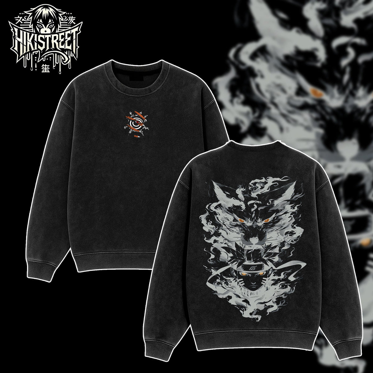 [HIKISTREET] Vintage Naruto x Kurama Acid Washed T-Shirt, Naruto Merch, Anime Washed Oversized Tee, Aesthetic Anime Streetwear Gift