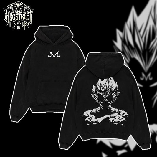 [HIKISTREET] Vintage Majin Vegeta V2 Acid Washed T-Shirt, Dragon Ball Merch, Anime Washed Oversized Tee, Aesthetic Anime Streetwear Gift