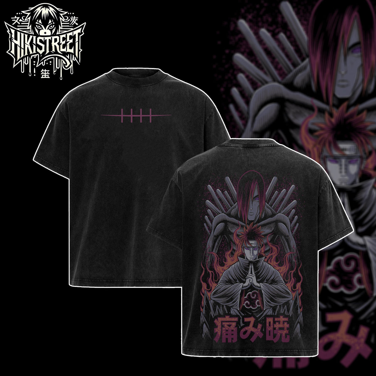 [HIKISTREET] Vintage Nagato Uzumaki Acid Washed T-Shirt, Naruto Merch, Anime Washed Oversized Tee, Aesthetic Anime Streetwear Gift
