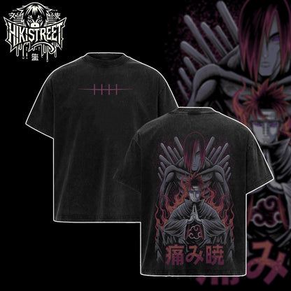 [HIKISTREET] Vintage Nagato Uzumaki Acid Washed T-Shirt, Naruto Merch, Anime Washed Oversized Tee, Aesthetic Anime Streetwear Gift