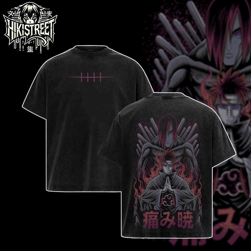 [HIKISTREET] Vintage Nagato Uzumaki Acid Washed T-Shirt, Naruto Merch, Anime Washed Oversized Tee, Aesthetic Anime Streetwear Gift