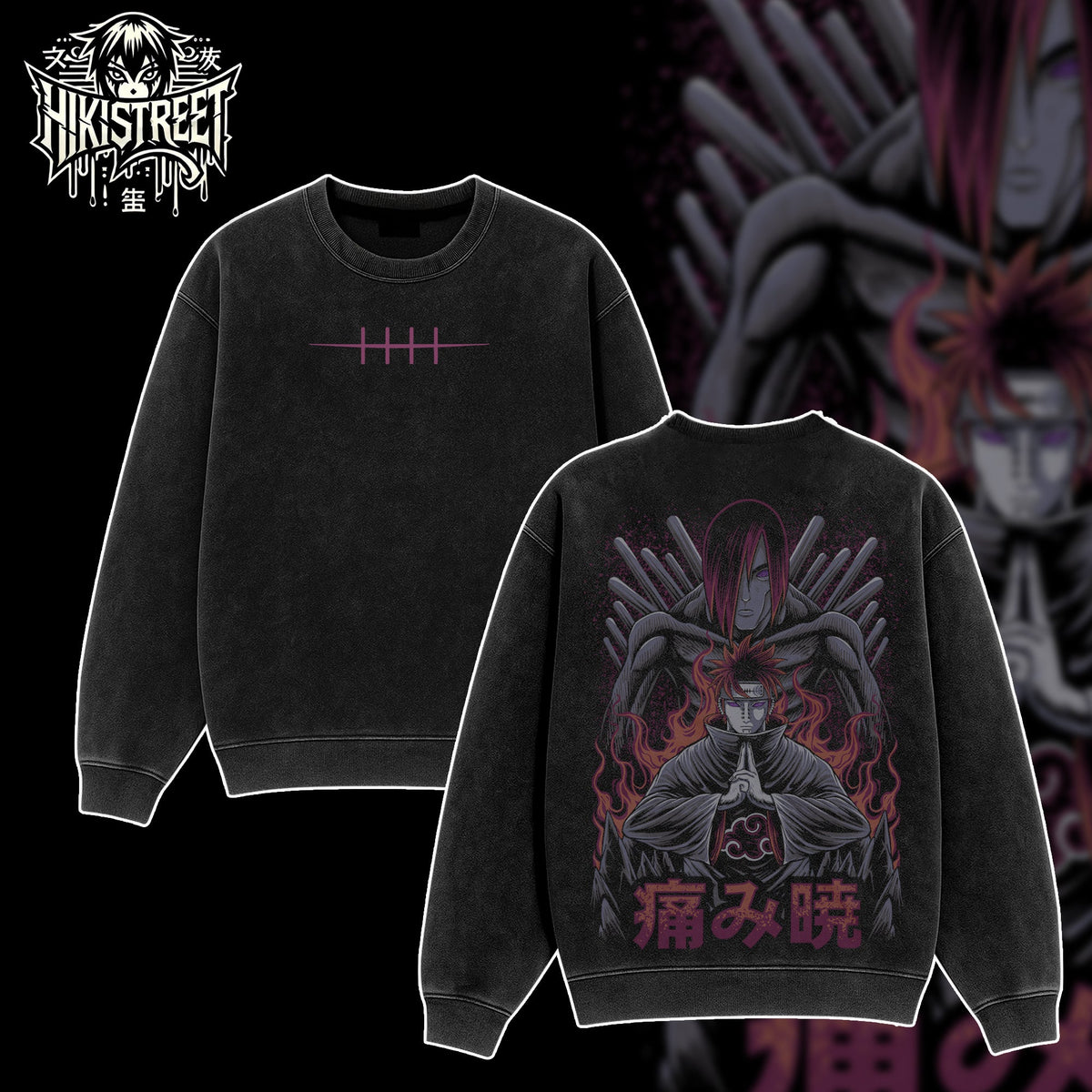 [HIKISTREET] Vintage Nagato Uzumaki Acid Washed T-Shirt, Naruto Merch, Anime Washed Oversized Tee, Aesthetic Anime Streetwear Gift