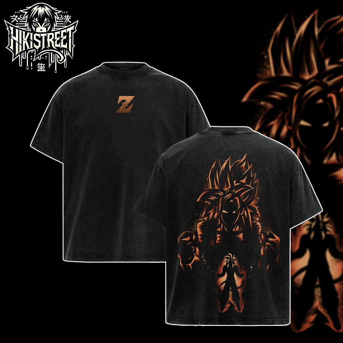 [HIKISTREET] Vintage Goku Saiyan 4 Form Acid Washed T-Shirt, Dragon Ball Merch, Anime Washed Oversized Tee, Aesthetic Anime Streetwear Gift