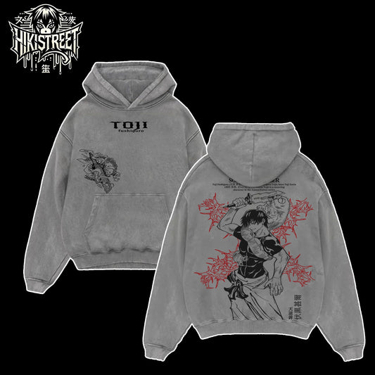 [HIKISTREET] Vintage Toji Fushiguro V3 Acid Washed T-Shirt, Jujutsu Kaisen Merch, Anime Washed Oversized Tee, Aesthetic Anime Streetwear Gift