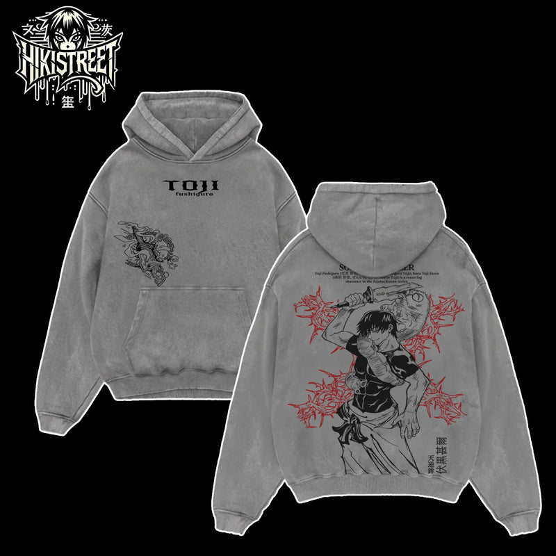 [HIKISTREET] Vintage Toji Fushiguro V3 Acid Washed T-Shirt, Jujutsu Kaisen Merch, Anime Washed Oversized Tee, Aesthetic Anime Streetwear Gift