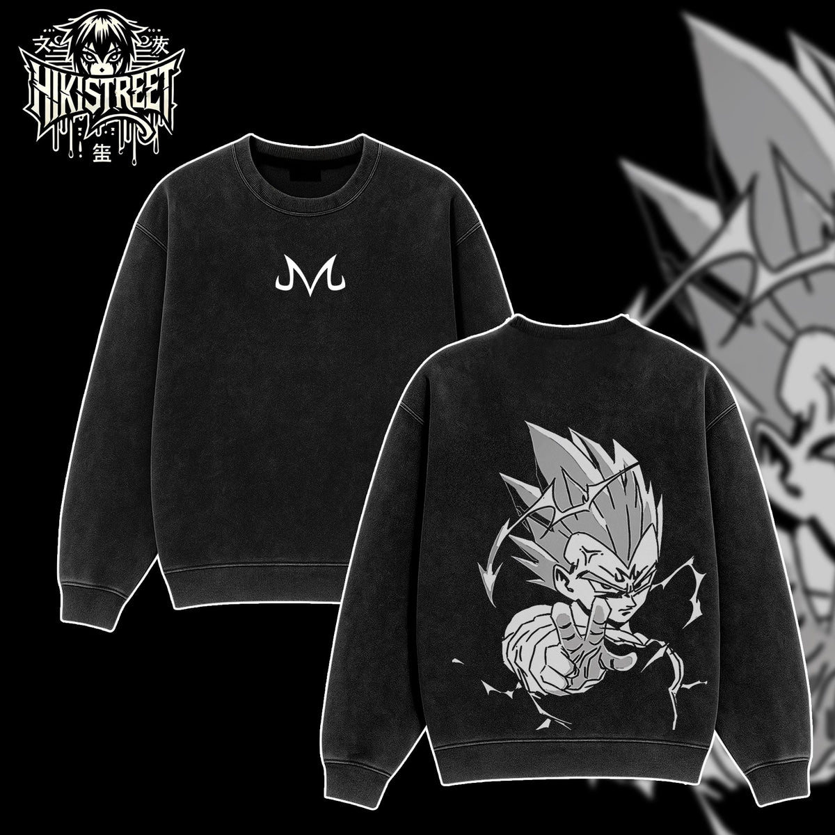 [HIKISTREET] Vintage Majin Vegeta V4 Acid Washed T-Shirt, Dragon Ball Merch, Anime Washed Oversized Tee, Aesthetic Anime Streetwear Gift