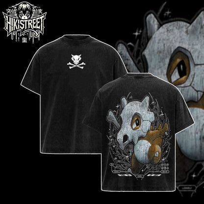 [HIKISTREET] Vintage Cubone Acid Washed T-Shirt, Pokemon Merch, Anime Washed Oversized Tee, Aesthetic Anime Streetwear Gift