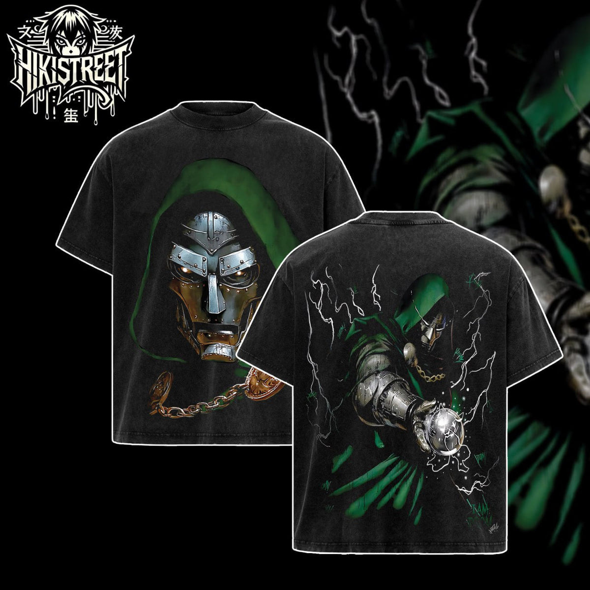 [HIKISTREET] Vintage Dr Doom Acid Washed T-Shirt, MCU Merch, Comics Washed Oversized Tee, Aesthetic Comics Streetwear Gift