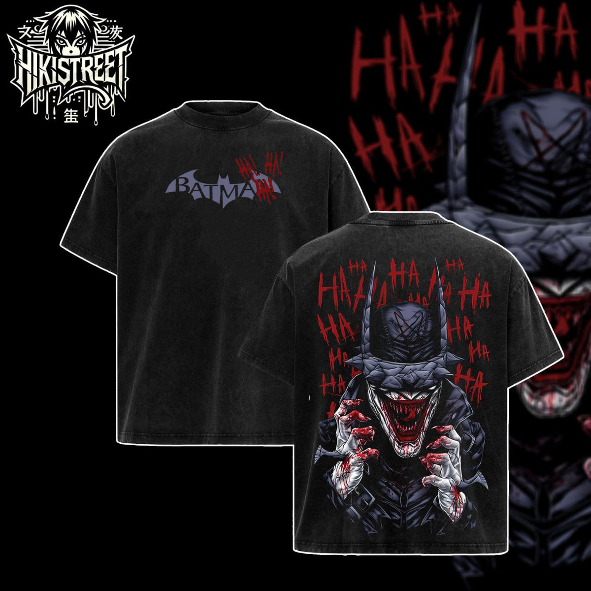 [HIKISTREET] Vintage The Bat Who Laugh V3 Acid Washed T-Shirt, DC Merch, Comics Washed Oversized Tee, Aesthetic Comics Streetwear Gift