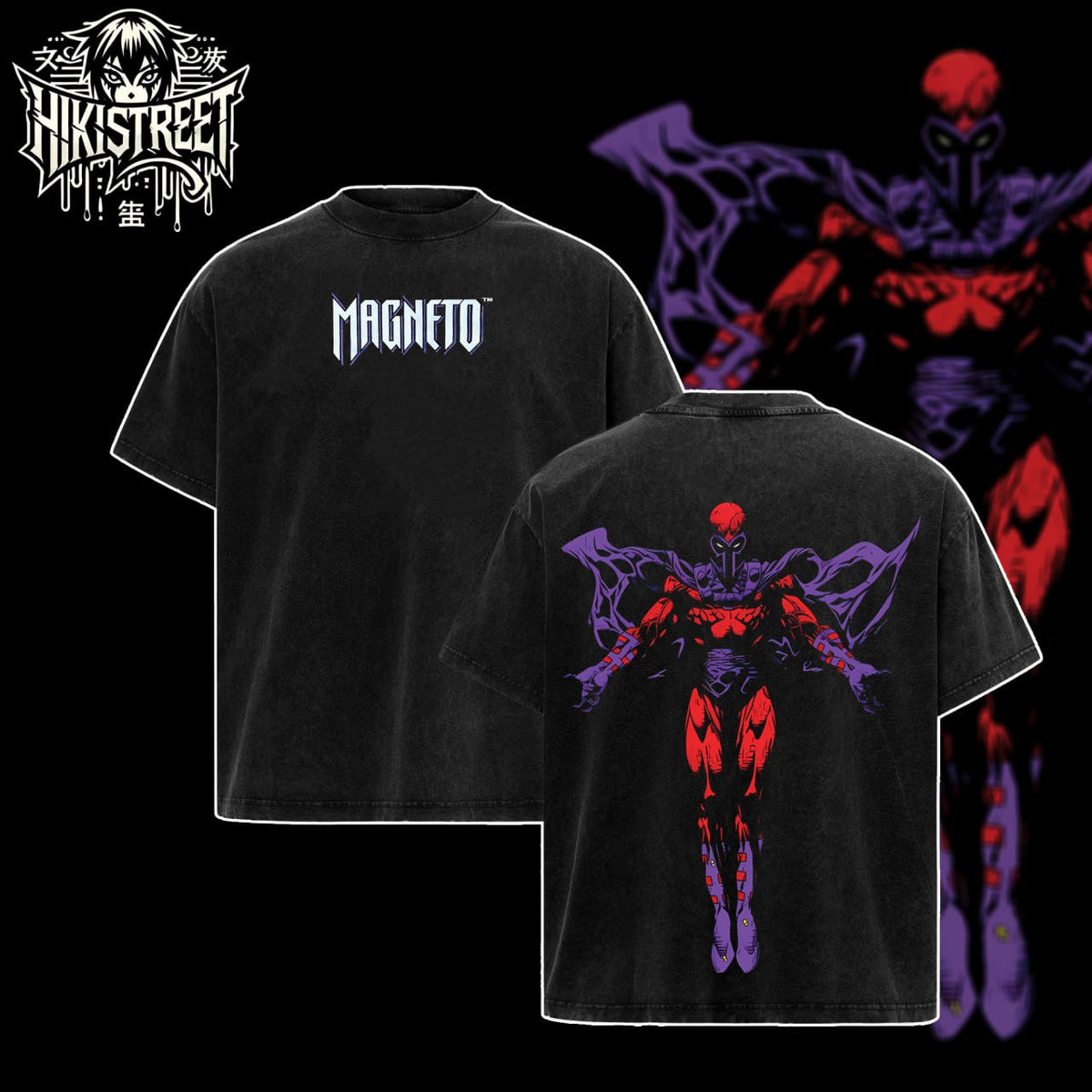 [HIKISTREET] Vintage Magneto Acid Washed T-Shirt, MCU Merch, Comics Washed Oversized Tee, Aesthetic Comics Streetwear Gift
